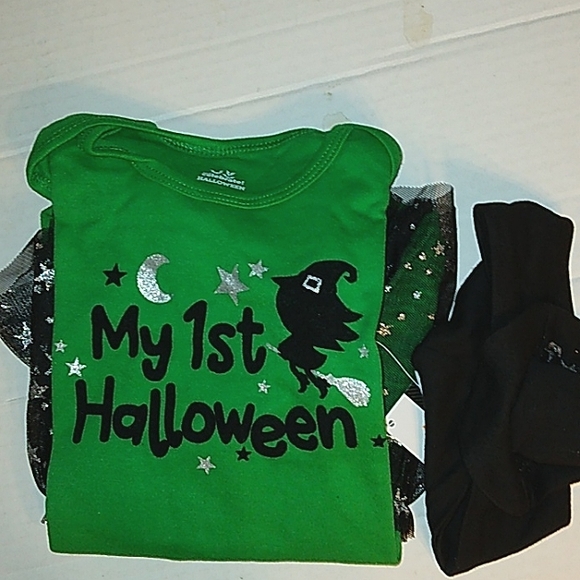 NWT Girls Long Sleeve Tutu "My First Halloween" Bodysuit & Headband Set - Picture 4 of 13